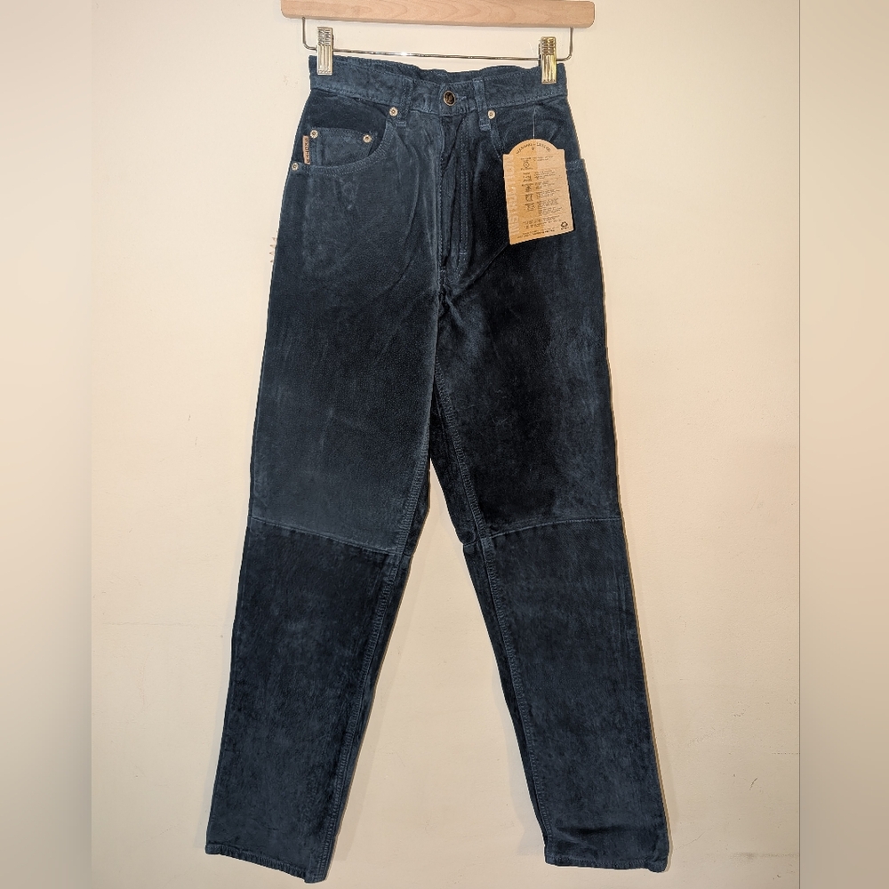 Deadstock Vintage Navy Super High Rise Suede Bootcut Pants 24"